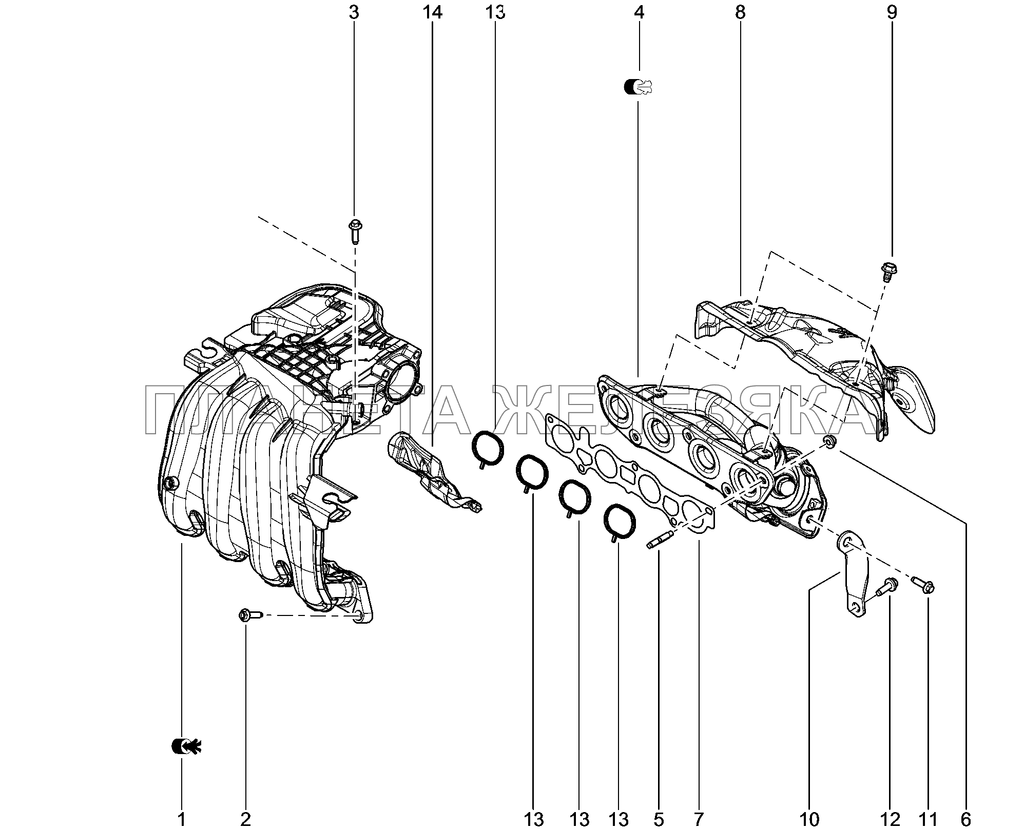 120111. Впускной (выпускной) коллектор Lada Xray